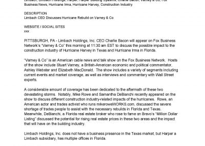 TV Appearance Press Release